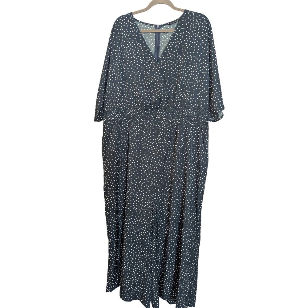 BLOOMCHIC Womens Plus Size 26 Jumpsuit Green White Polka Dots Pockets